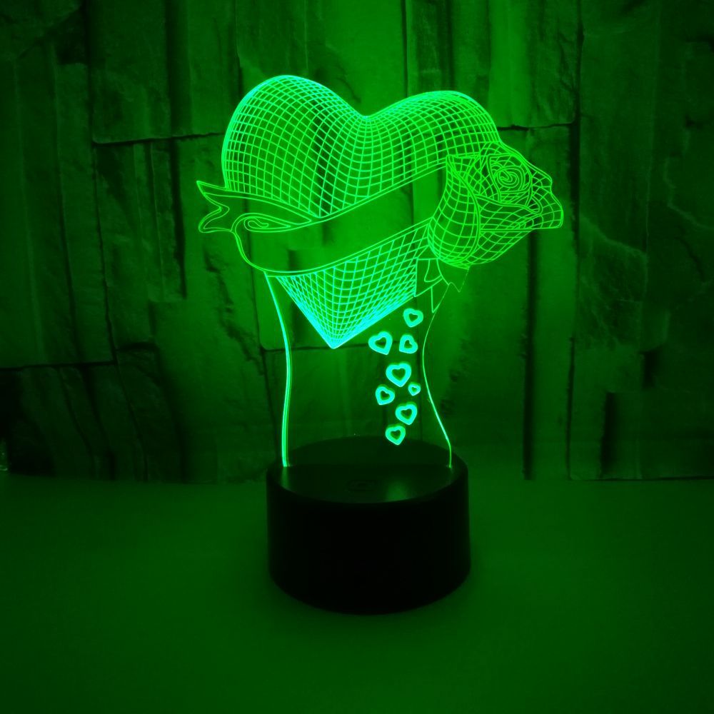 Loving Heart With Rose valentine gift Name 3D Effect Optical Illusion Table Lamp Loving Heart With Rose valentine gift Name 3D Effect Optical Illusion Table Lamp